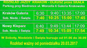 Nowy rozkład jazdy Kraków Olkusz 20 marca 2017