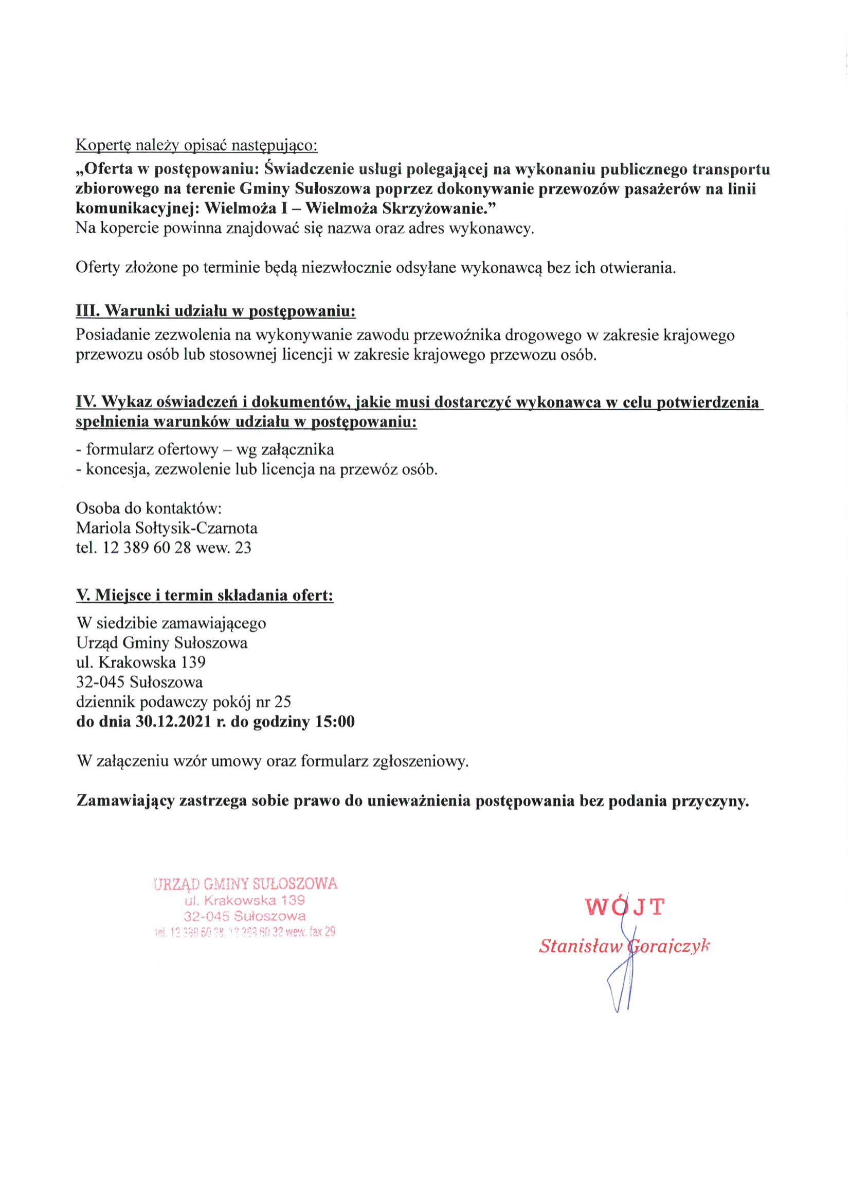 Ogłoszenie publiczny transport 2