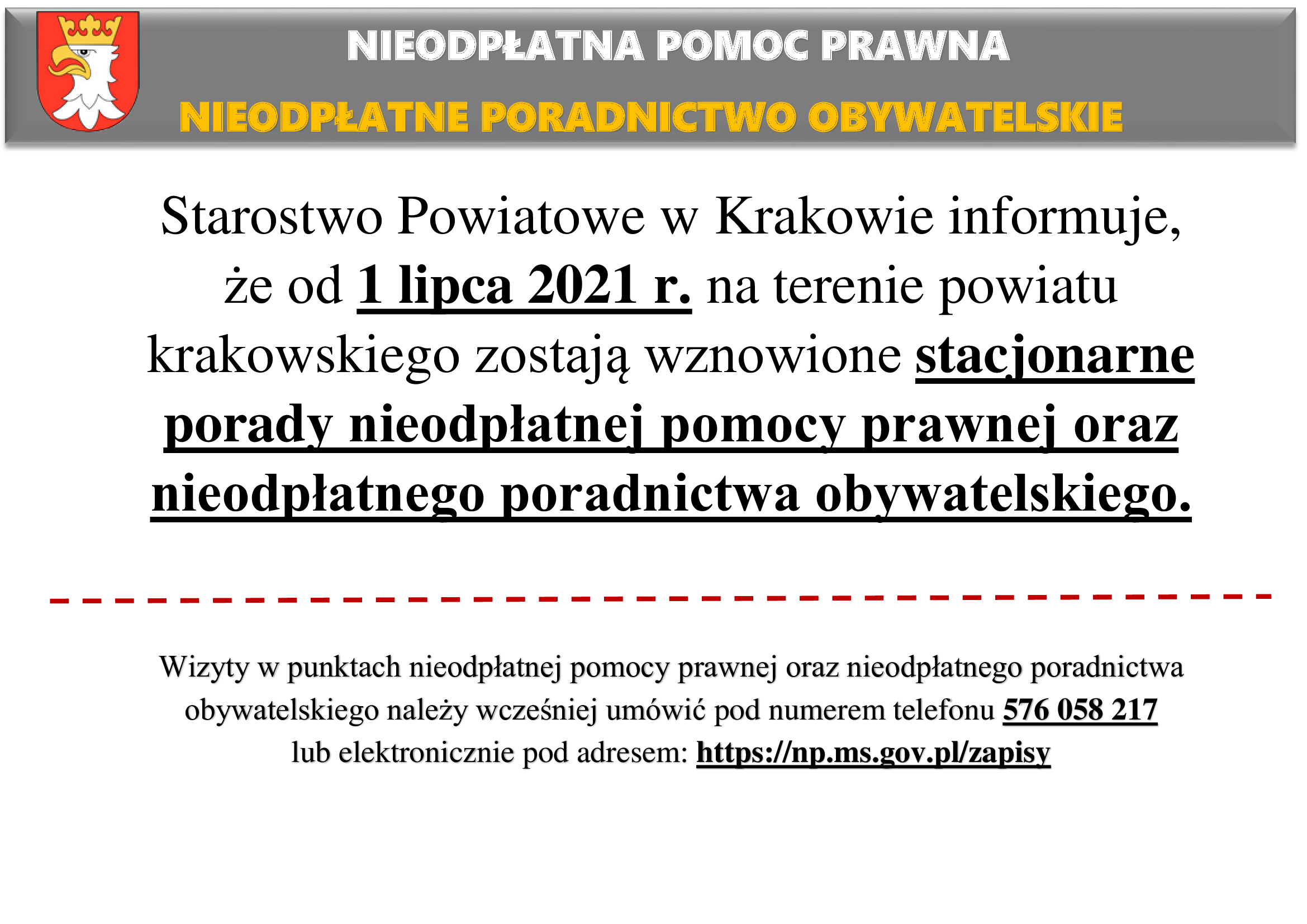 Porady stacjonarne od 1 lipca 2021