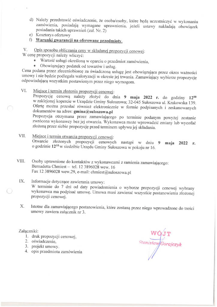 Zaproszenie do składania ofert materace Wola Kalinowska1024 2