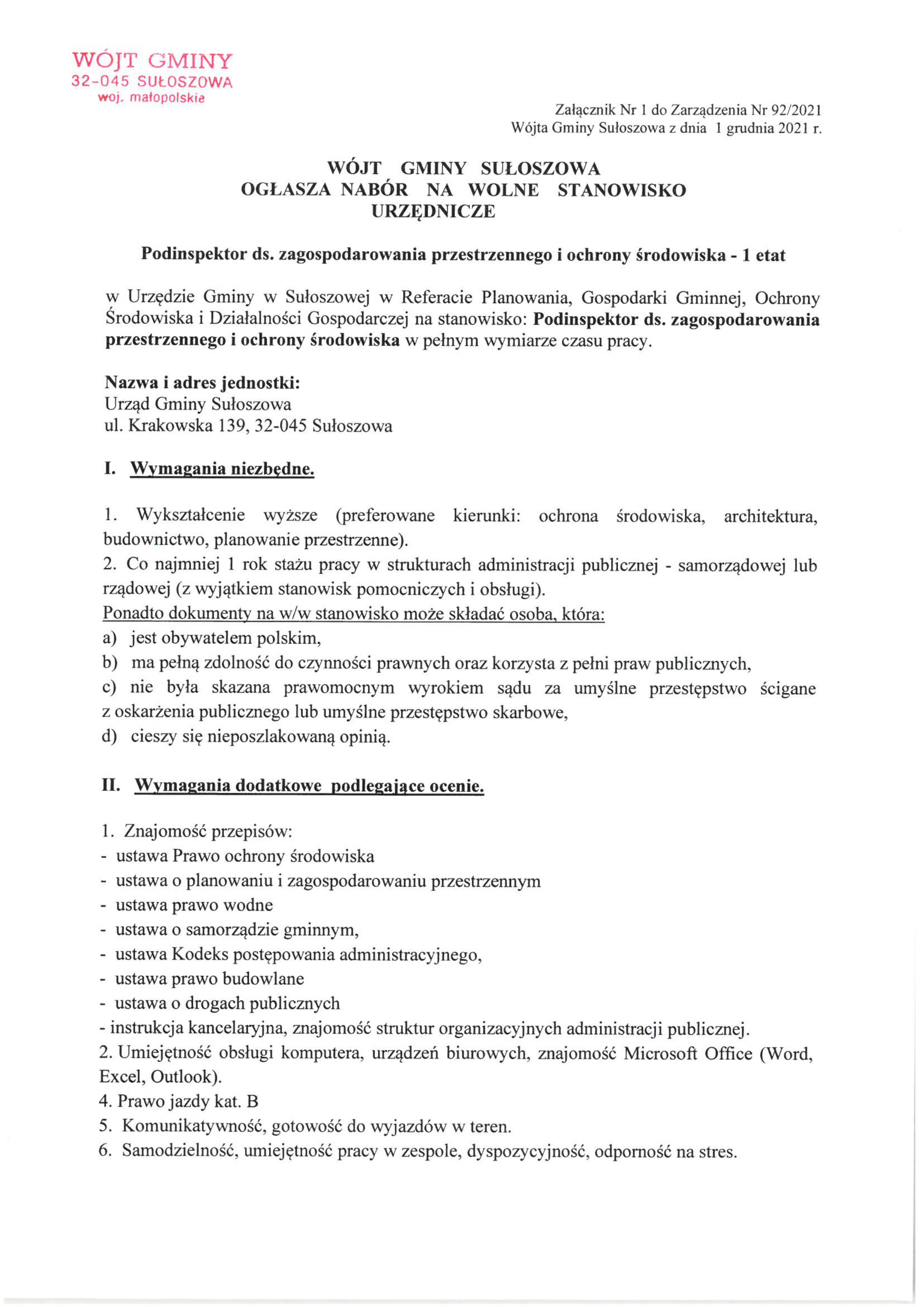 Załącznik Nr 1 do Zarz. Nr 92.2021 1