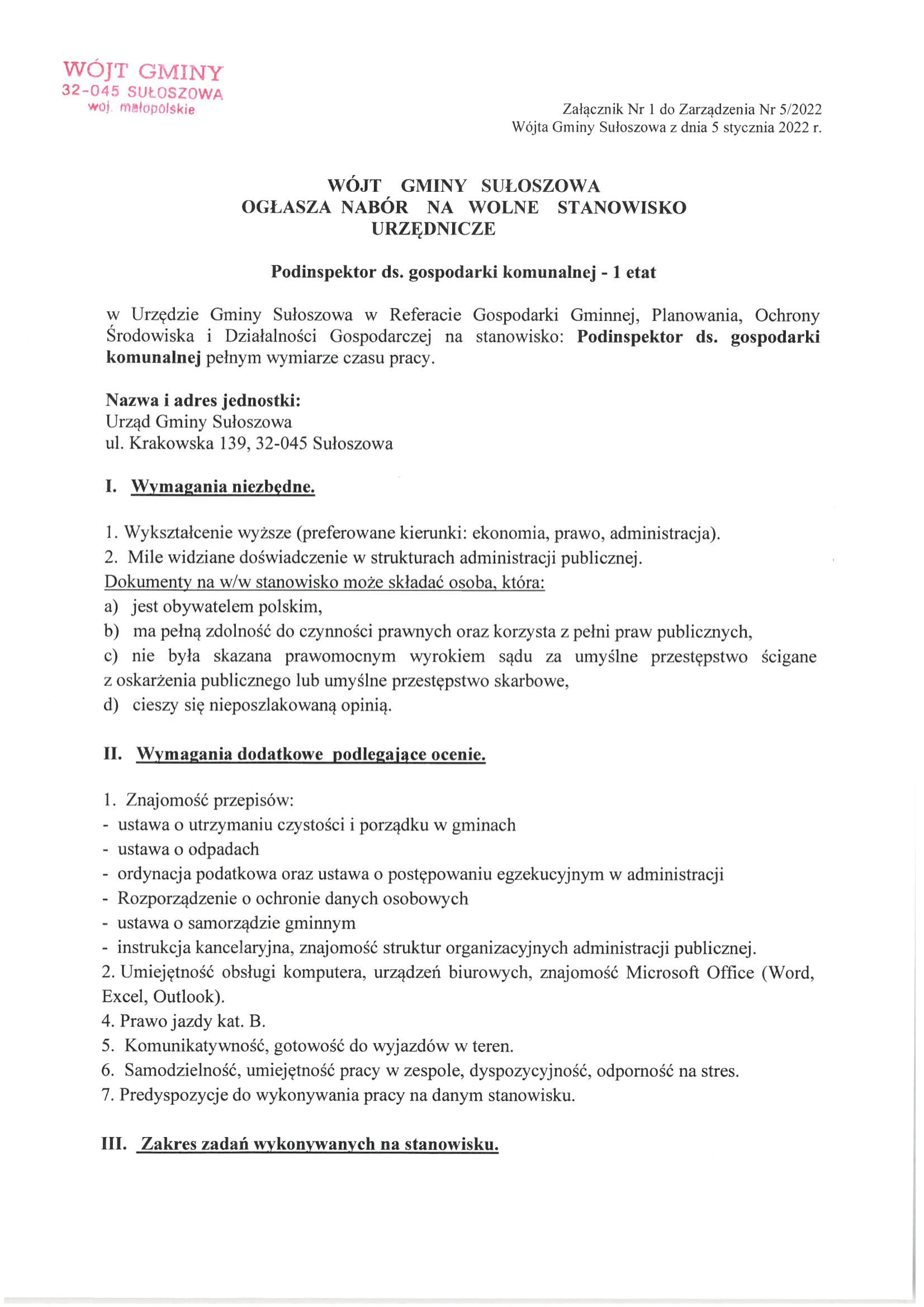 Załącznik Nr 1 do Zarz. nr 5.2022 1
