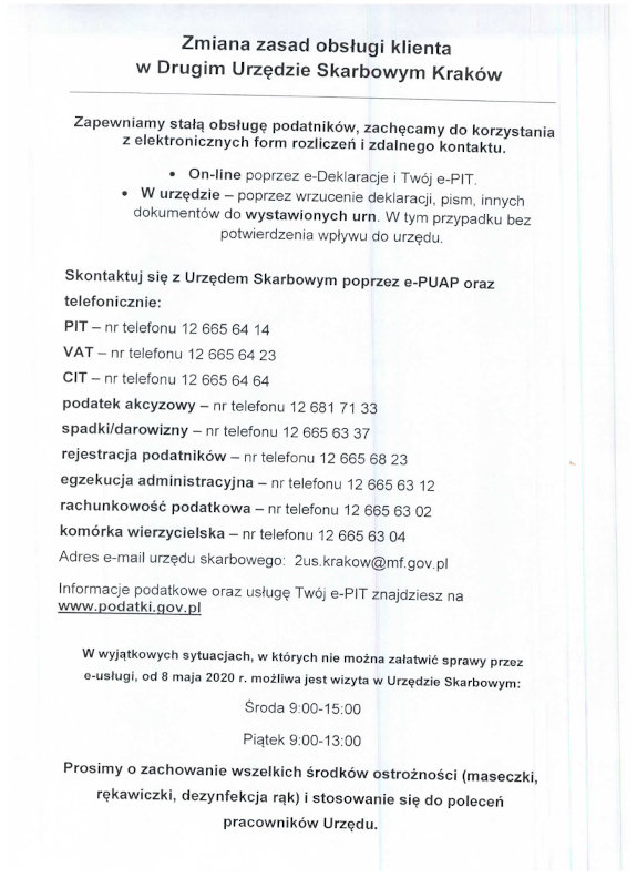 obsługa klienta USKrakow 20200511