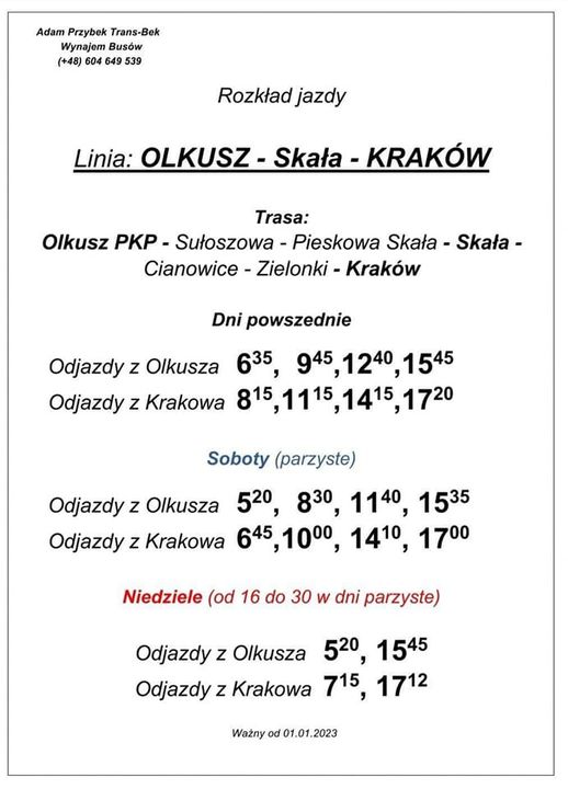 rozkład jazdy Przybek Trans Bek
