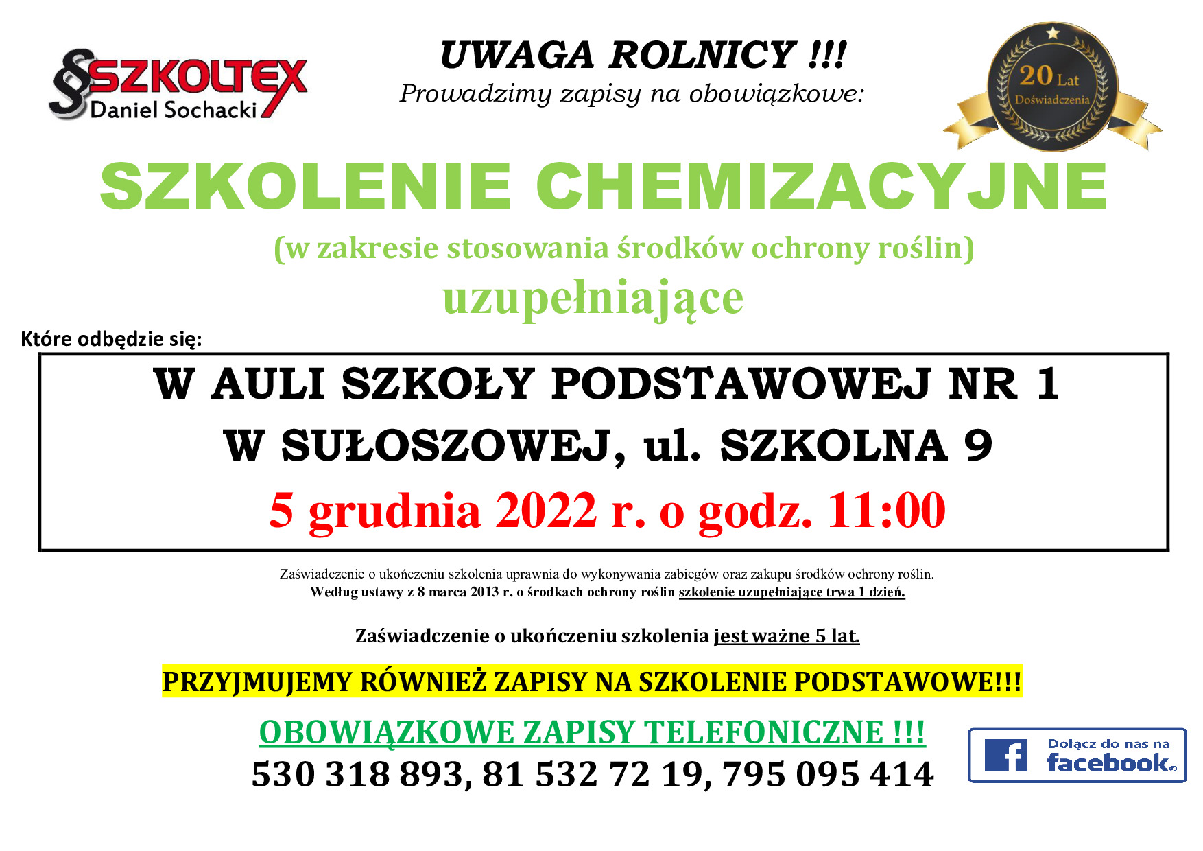 szkolenie chemizacyjne