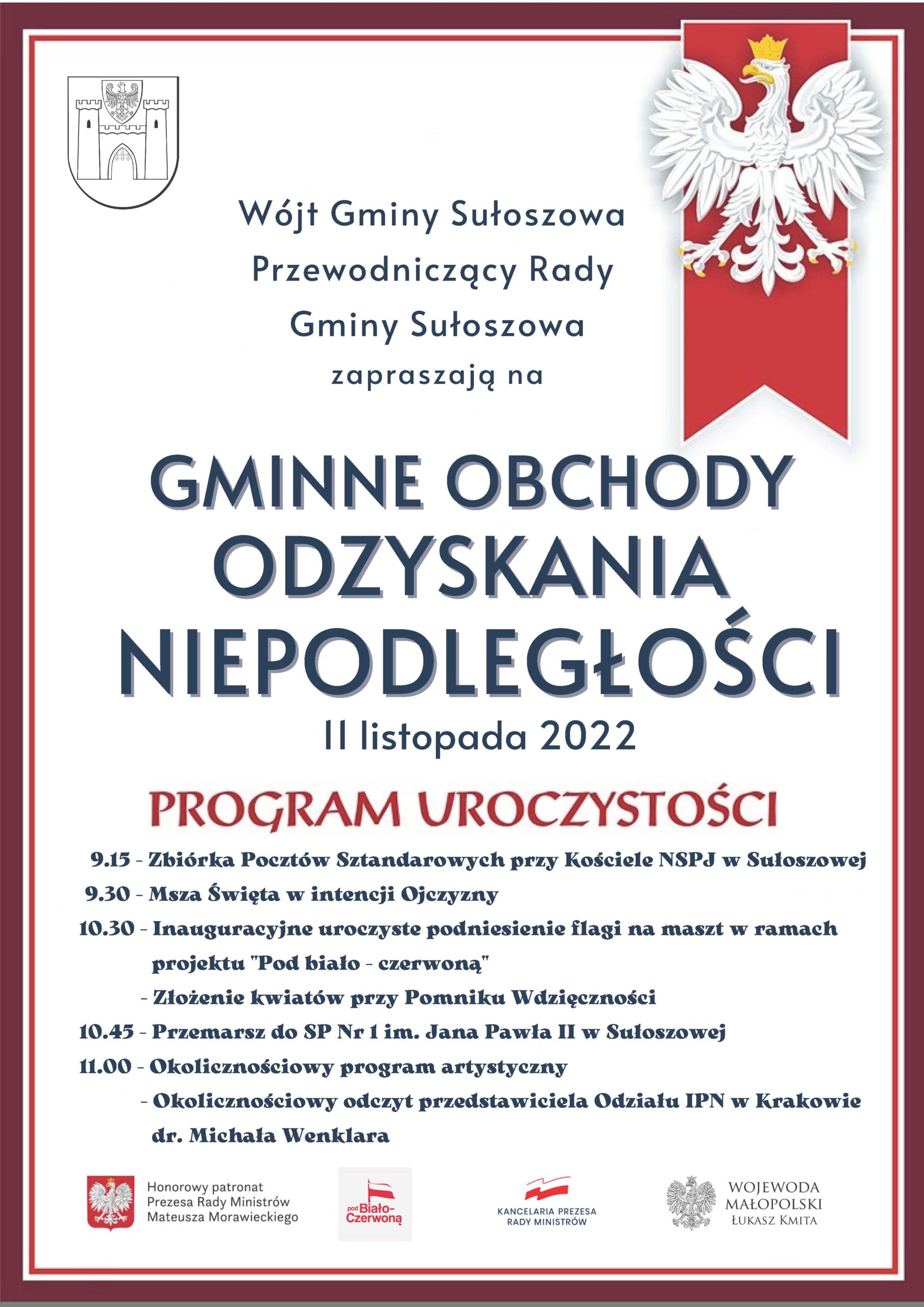 Zaproszenie na Gminne obchody Odzyskania Niepodległości