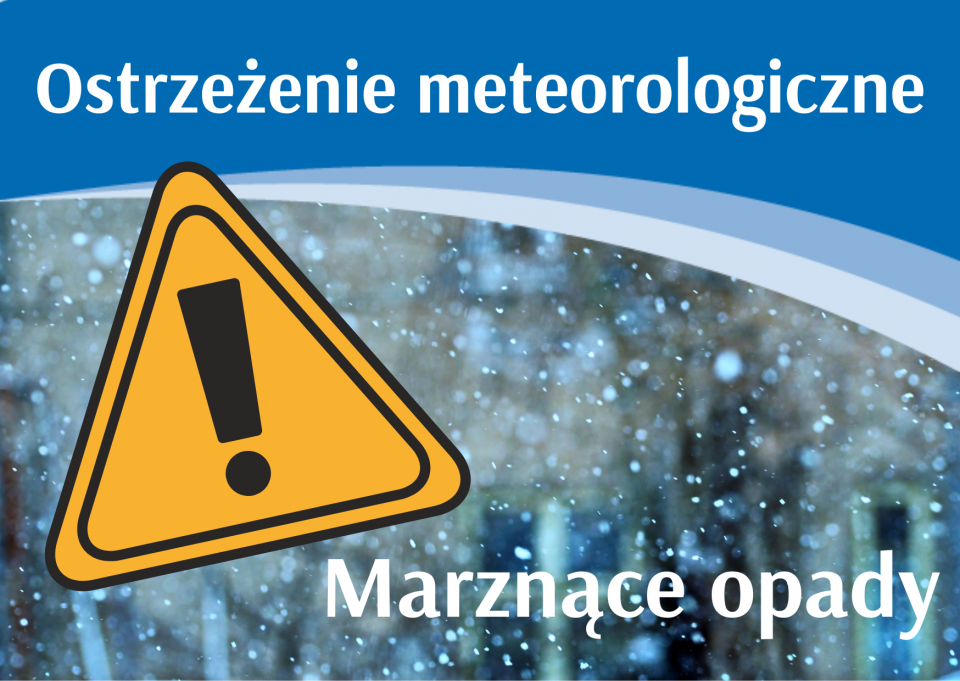 Ostrzeżenie meteorologiczne nr. 313 – prognozuje się zamarzanie mokrej nawierzchni dróg i chodników od  godz 20 dn. 21.11.2023 do 9. dn. 22.11.2023