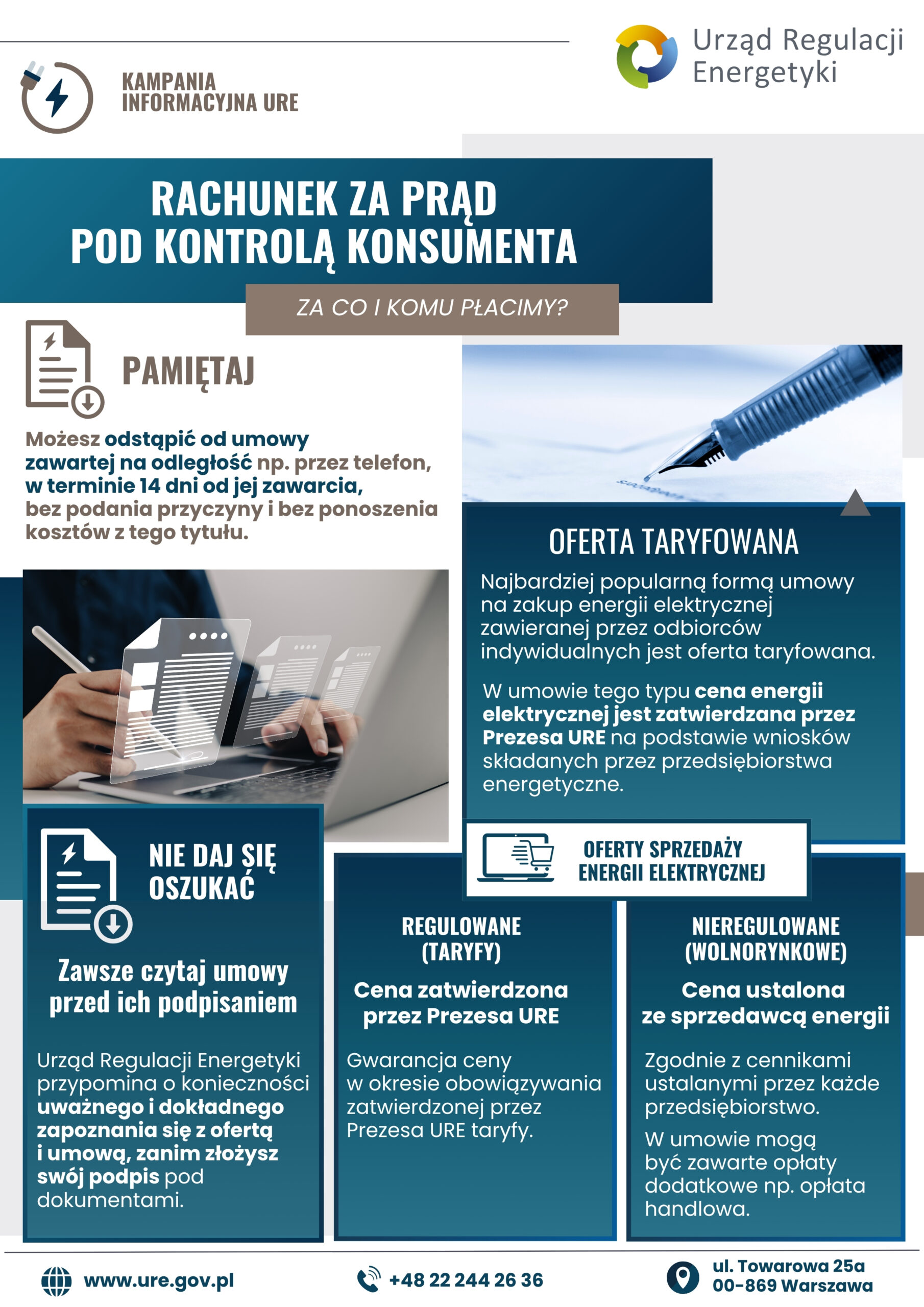 Kampania Informacyjna dotyczącą rachunków za energię elektryczną pt. „Rachunki pod kontrolą konsumenta”