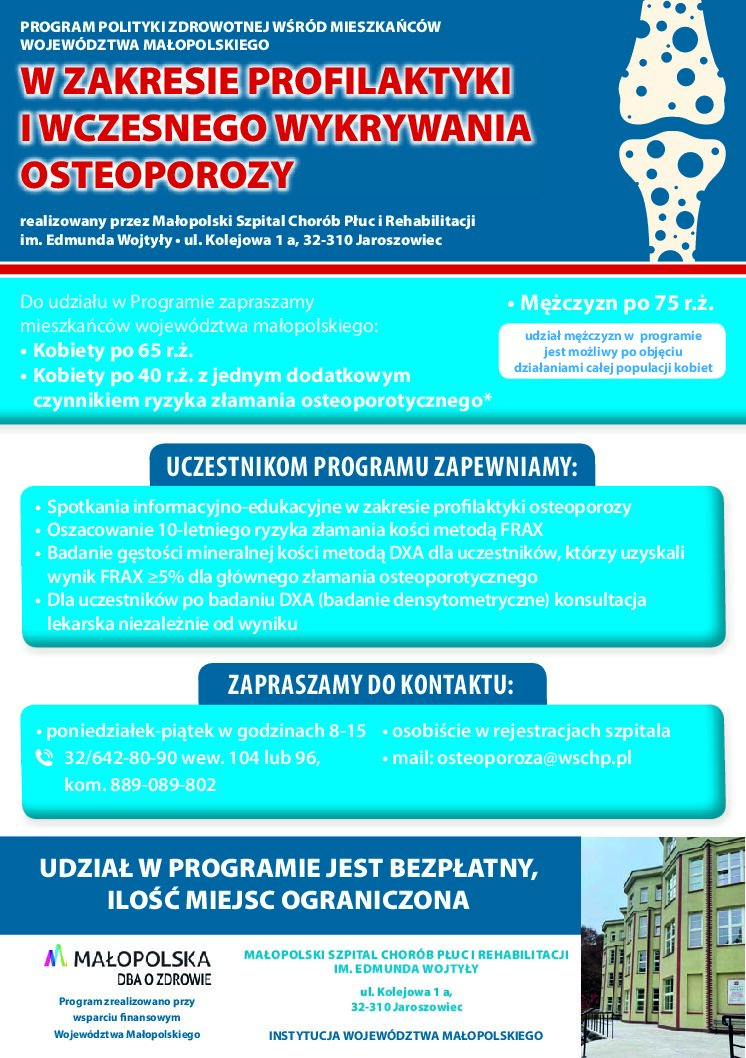 Zaproszenie do udziału w programie w zakresie profilaktyki wczesnego wykrywania osteoporozy