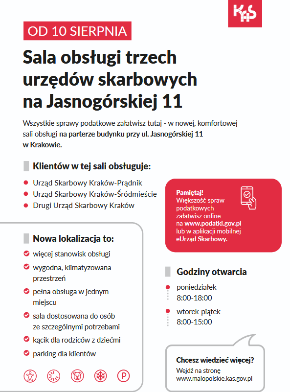 Sala obsługi trzech urzędów skarbowych na Jasnogórskiej 11